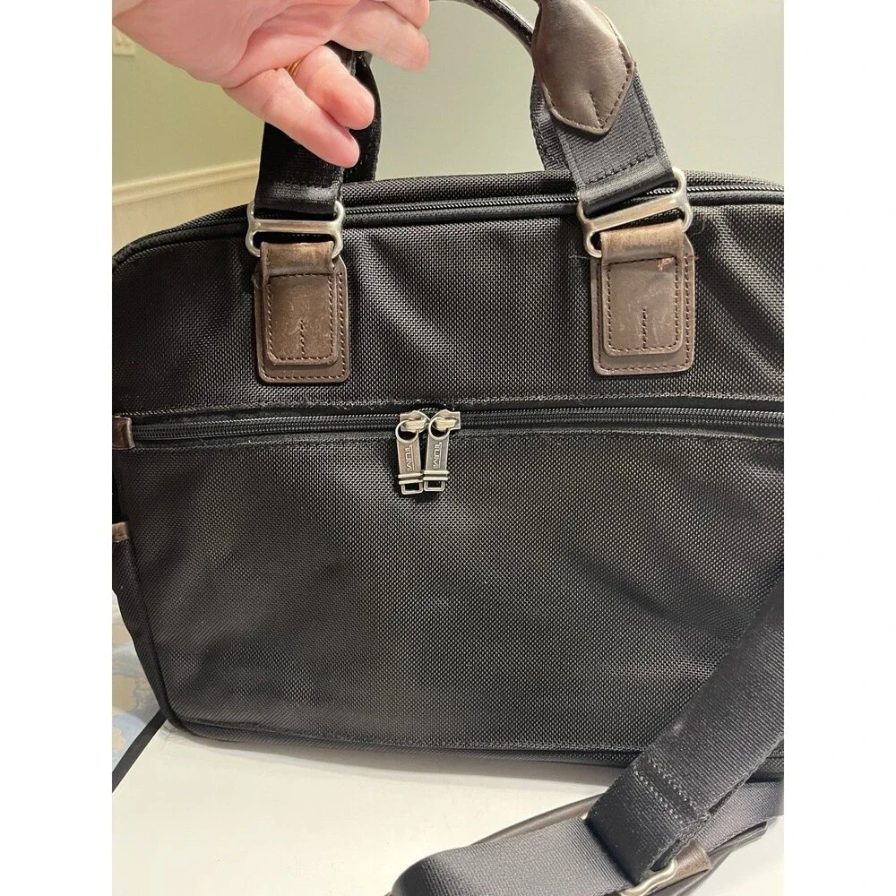 TUMI Alpha Bravo McNair Slim Briefcase Black Ballistic Nylon Leather 22611HKH